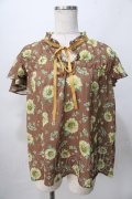 axes femme / 向日葵シアーブラウス  茶 Y-25-08-02-036-AX-BL-SZ-ZY