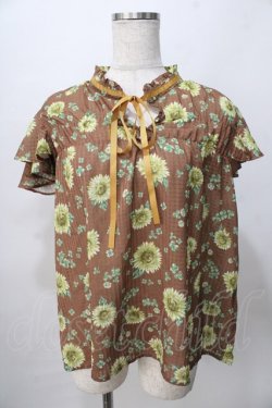 画像1: axes femme / 向日葵シアーブラウス  茶 Y-25-08-02-036-AX-BL-SZ-ZY