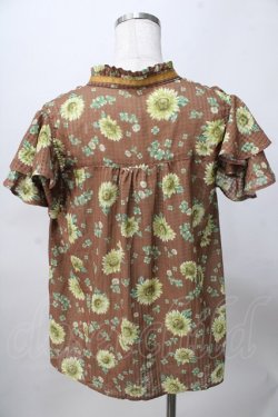 画像2: axes femme / 向日葵シアーブラウス  茶 Y-25-08-02-036-AX-BL-SZ-ZY