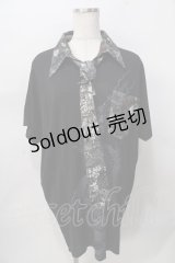 気楡茶閃洸 / 和柄タイ付ビッグシャツ  黒 Y-25-08-02-058-EL-TO-SZ-ZY