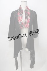 Qutie Frash / 和柄襟カーディガン  黒 Y-25-08-02-059-QU-TO-SZ-ZY