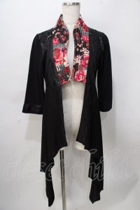 Qutie Frash / 和柄襟カーディガン  黒 Y-25-08-02-059-QU-TO-SZ-ZY