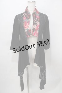 Qutie Frash / 和柄襟カーディガン  黒 Y-25-08-02-059-QU-TO-SZ-ZY