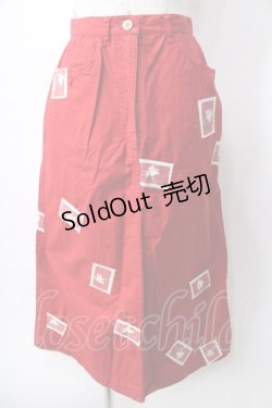 画像1: PINK HOUSE / カーネーションワッペンデニムスカート  赤 Y-25-08-02-092-LO-SK-SZ-ZY