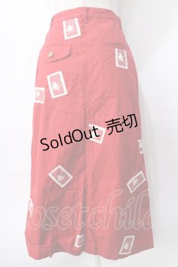 画像2: PINK HOUSE / カーネーションワッペンデニムスカート  赤 Y-25-08-02-092-LO-SK-SZ-ZY