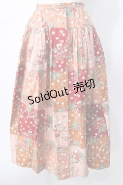 画像1: PINK HOUSE / いちごパッチワークスカート  ブラウン×赤×ピンク Y-25-08-02-095-LO-SK-SZ-ZY