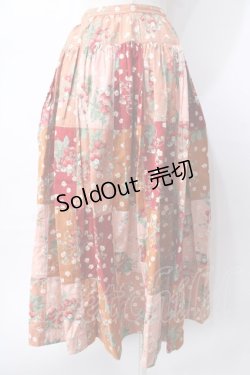 画像2: PINK HOUSE / いちごパッチワークスカート  ブラウン×赤×ピンク Y-25-08-02-095-LO-SK-SZ-ZY