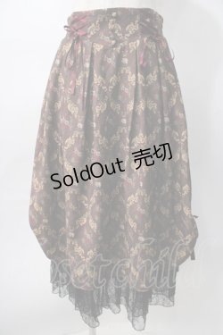 画像1: axes femme / ブロッサム柄ドロストスカート  茶 Y-25-08-02-100-AX-SK-SZ-ZY