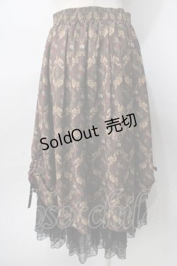 画像2: axes femme / ブロッサム柄ドロストスカート  茶 Y-25-08-02-100-AX-SK-SZ-ZY