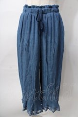 axes femme / 選べる着丈楊柳ワイドパンツ  青 Y-25-08-02-103-AX-PA-SZ-ZY