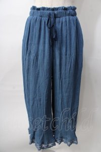 axes femme / 選べる着丈楊柳ワイドパンツ  青 Y-25-08-02-103-AX-PA-SZ-ZY