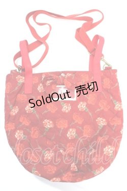 画像1: PINK HOUSE / カーネーション柄ミニバケツ型ショルダーバッグ  赤 Y-25-08-02-013-LO-BG-SZ-ZT-K023