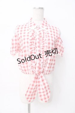 画像1: LIZ LISA / 肩あきギンガムブラウス 0 アカ Y-25-08-07-001-LO-BL-SZ-ZI