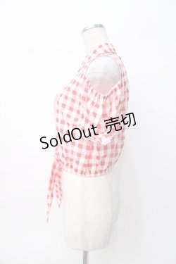 画像2: LIZ LISA / 肩あきギンガムブラウス 0 アカ Y-25-08-07-001-LO-BL-SZ-ZI