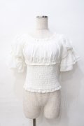 LIZ LISA / シャーリングコットントップス 0 白 Y-25-08-07-006-LO-TO-SZ-ZY