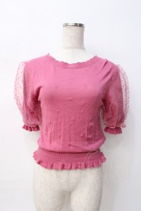 LIZ LISA / ドットニットトップス 0 ピンク Y-25-08-07-007-LO-TO-SZ-ZY