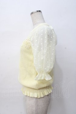 画像2: LIZ LISA / ドットメッシュスリーブニット 0 イエロー Y-25-08-07-009-LO-TO-SZ-ZY