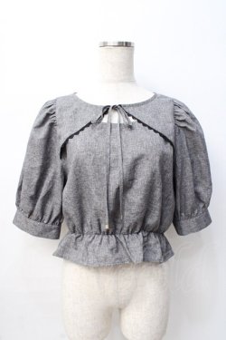 画像1: axes femme / フロントリボンブラウス F グレー Y-25-08-08-034-AX-BL-SZ-ZY