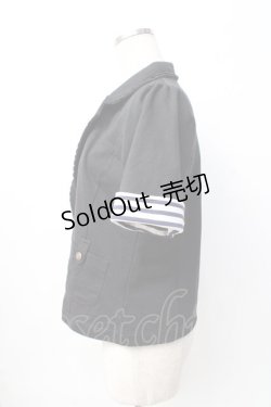 画像2: axes femme / 半袖ロールアップカットジャケット M 黒 Y-25-08-08-036-AX-JA-SZ-ZI