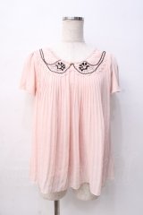 axes femme / 襟付きプリーツAラインプルオーバー M ピンク Y-25-08-08-037-AX-TO-SZ-ZY
