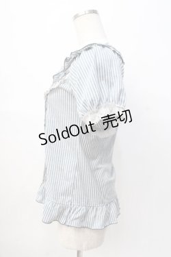 画像2: axes femme / ストライプフリルプルオーバー M サックス Y-25-08-08-043-AX-TO-SZ-ZY