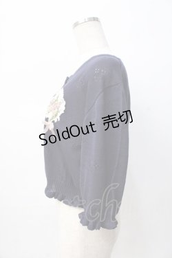 画像2: axes femme / ブーケ手刺繍サマーカーディガン F 紺 Y-25-08-08-045-AX-TO-SZ-ZY
