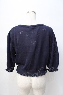 画像3: axes femme / ブーケ手刺繍サマーカーディガン F 紺 Y-25-08-08-045-AX-TO-SZ-ZY