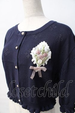 画像4: axes femme / ブーケ手刺繍サマーカーディガン F 紺 Y-25-08-08-045-AX-TO-SZ-ZY