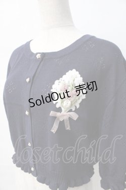 画像4: axes femme / ブーケ手刺繍サマーカーディガン F 紺 Y-25-08-08-045-AX-TO-SZ-ZY