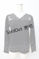 axes femme / 繊細レース長袖インナー M 黒 Y-25-08-08-046-AX-TO-SZ-ZY