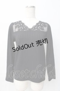 axes femme / 繊細レース長袖インナー M 黒 Y-25-08-08-046-AX-TO-SZ-ZY