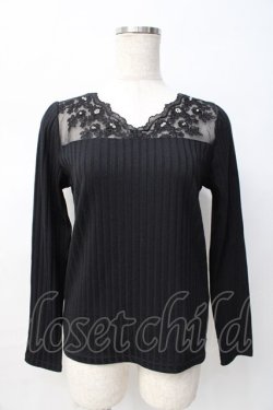画像1: axes femme / 繊細レース長袖インナー M 黒 Y-25-08-08-046-AX-TO-SZ-ZY