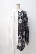 Amilige / バイカラーCATプリントシャツ F ホワイト Y-25-08-08-052-PU-BL-SZ-ZY