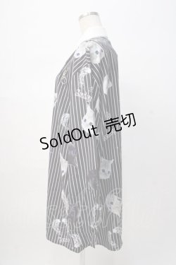 画像2: Amilige / バイカラーCATプリントシャツ F ホワイト Y-25-08-08-052-PU-BL-SZ-ZY