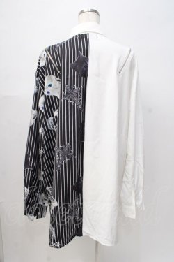 画像3: Amilige / バイカラーCATプリントシャツ F ホワイト Y-25-08-08-052-PU-BL-SZ-ZY