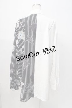 画像3: Amilige / バイカラーCATプリントシャツ F ホワイト Y-25-08-08-052-PU-BL-SZ-ZY