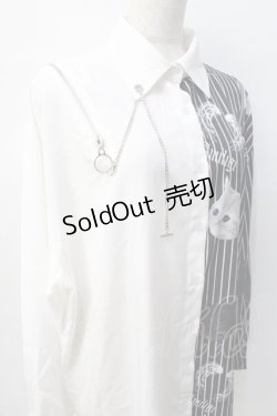 画像4: Amilige / バイカラーCATプリントシャツ F ホワイト Y-25-08-08-052-PU-BL-SZ-ZY