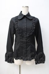 PEACE NOW / フリルブラウス M 黒 Y-25-08-08-055-PU-BL-SZ-ZY