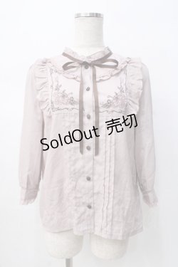 画像1: axes femme / クラシカル刺繍七分袖ブラウス M 淡ピンク Y-25-08-08-056-AX-BL-SZ-ZI