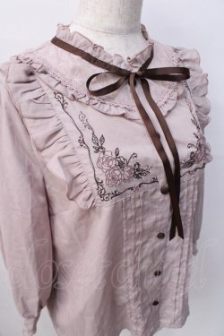 画像4: axes femme / クラシカル刺繍七分袖ブラウス M 淡ピンク Y-25-08-08-056-AX-BL-SZ-ZY