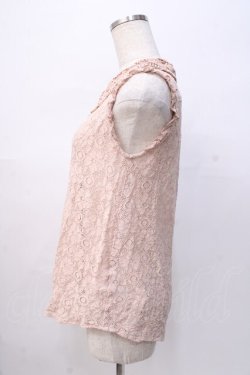 画像2: axes femme / 衿パール総レースノースリーブブラウス M 淡ピンク Y-25-08-08-057-AX-BL-SZ-ZY