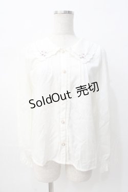 画像1: axes femme POETIQUE / スカラップ刺繍襟ブラウス M 生成り Y-25-08-08-059-AX-BL-SZ-ZY