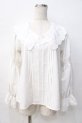axes femme / ビッグ襟ブラウス M 白 Y-25-08-08-069-AX-BL-SZ-ZY