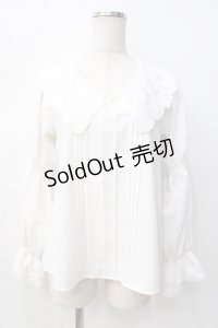 axes femme / ビッグ襟ブラウス M 白 Y-25-08-08-069-AX-BL-SZ-ZY