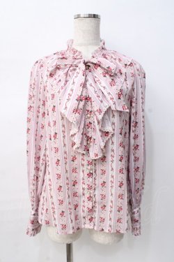 画像1: axes femme kawaii / プチローズ柄ブラウス M ピンク Y-25-08-08-070-AX-TO-SZ-ZY