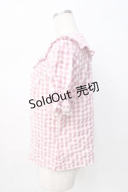 画像2: axes femme kawaii / ギンガムチェック半袖ブラウス M ピンク Y-25-08-08-072-AX-BL-SZ-ZY