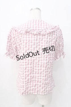 画像3: axes femme kawaii / ギンガムチェック半袖ブラウス M ピンク Y-25-08-08-072-AX-BL-SZ-ZY