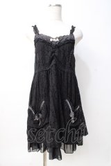 axes femme / 起毛レース使いフェミニンワンピース M 黒 Y-25-08-08-079-AX-OP-SZ-ZY