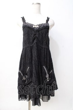画像1: axes femme / 起毛レース使いフェミニンワンピース M 黒 Y-25-08-08-079-AX-OP-SZ-ZY
