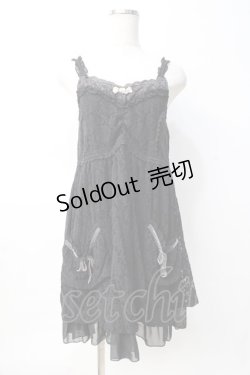 画像1: axes femme / 起毛レース使いフェミニンワンピース M 黒 Y-25-08-08-079-AX-OP-SZ-ZY